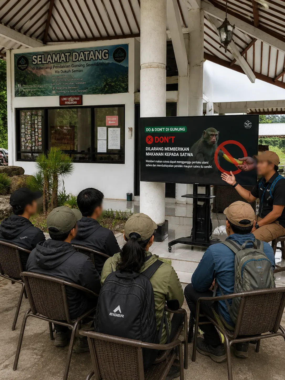 Sesi safety induction sebelum mendaki