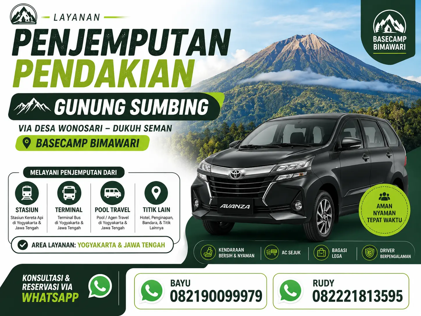 Layanan penjemputan pendaki Basecamp Bimawari