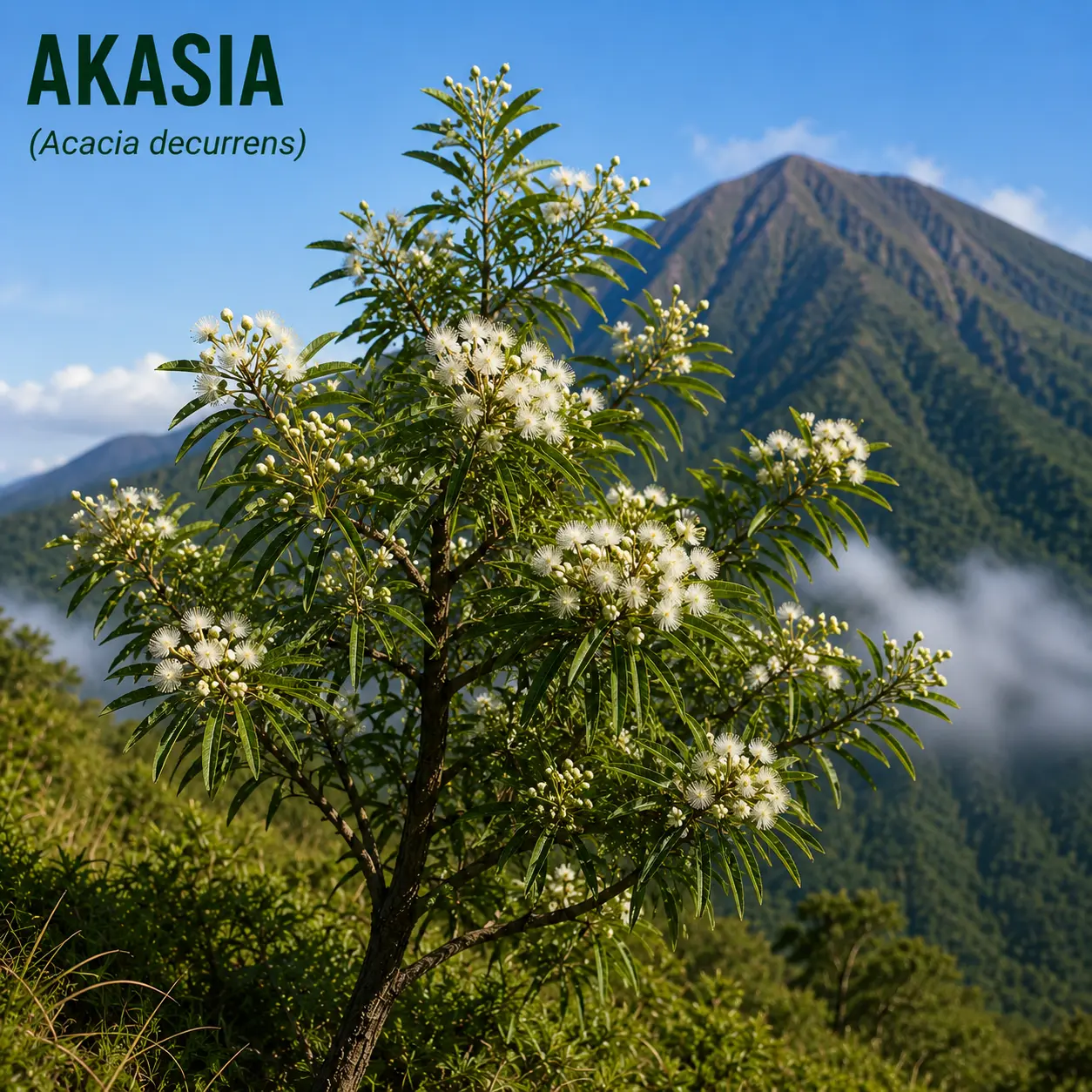 Pohon akasia di zona hutan campuran
