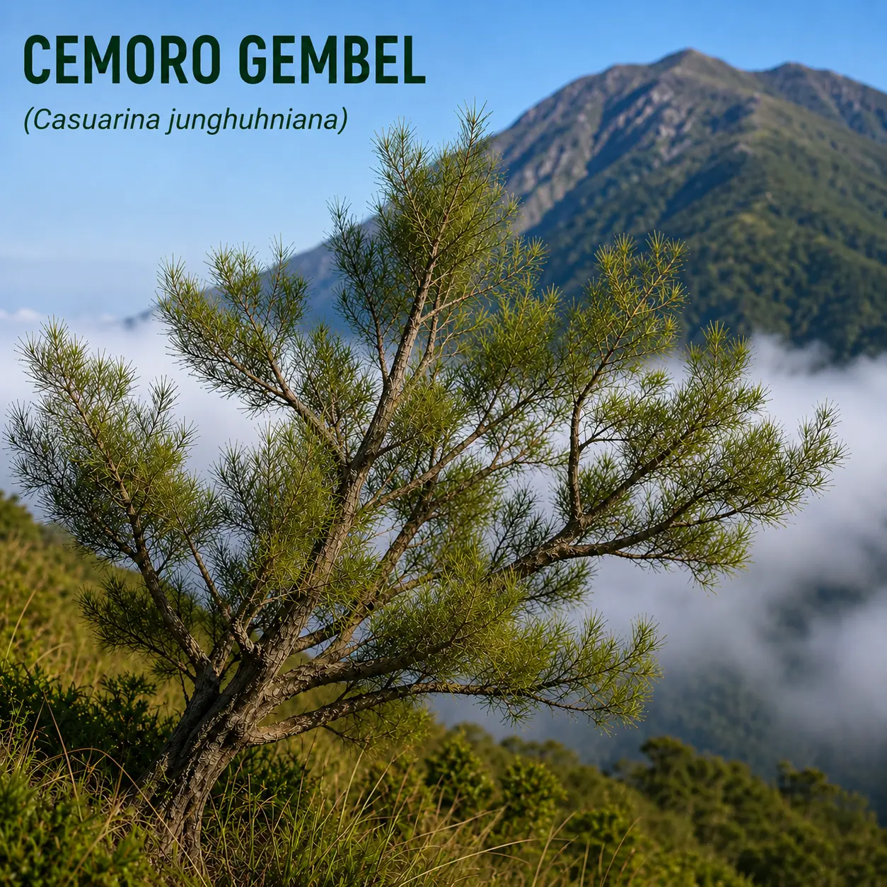 Pohon cemoro gembel di jalur pendakian